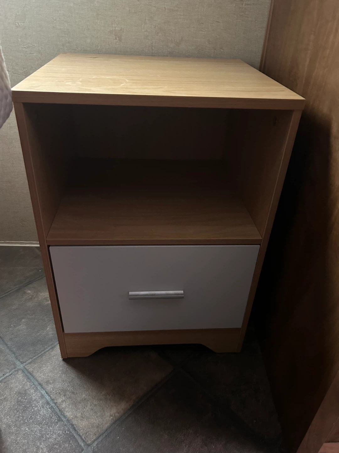 Wood and White Drawer Nightstand