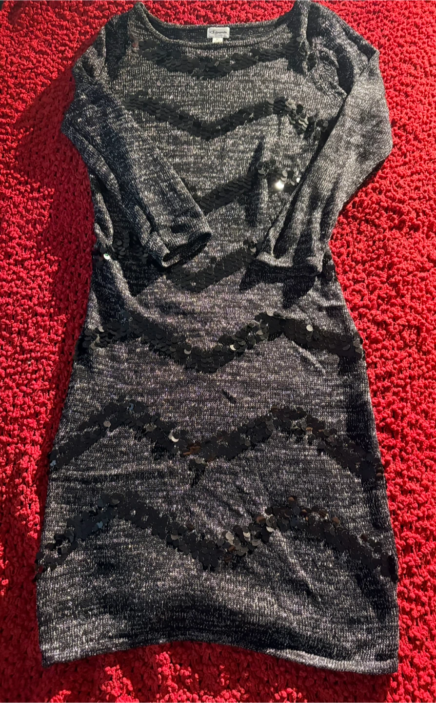 Dynamite Sequin Striped Sweater Dress - L