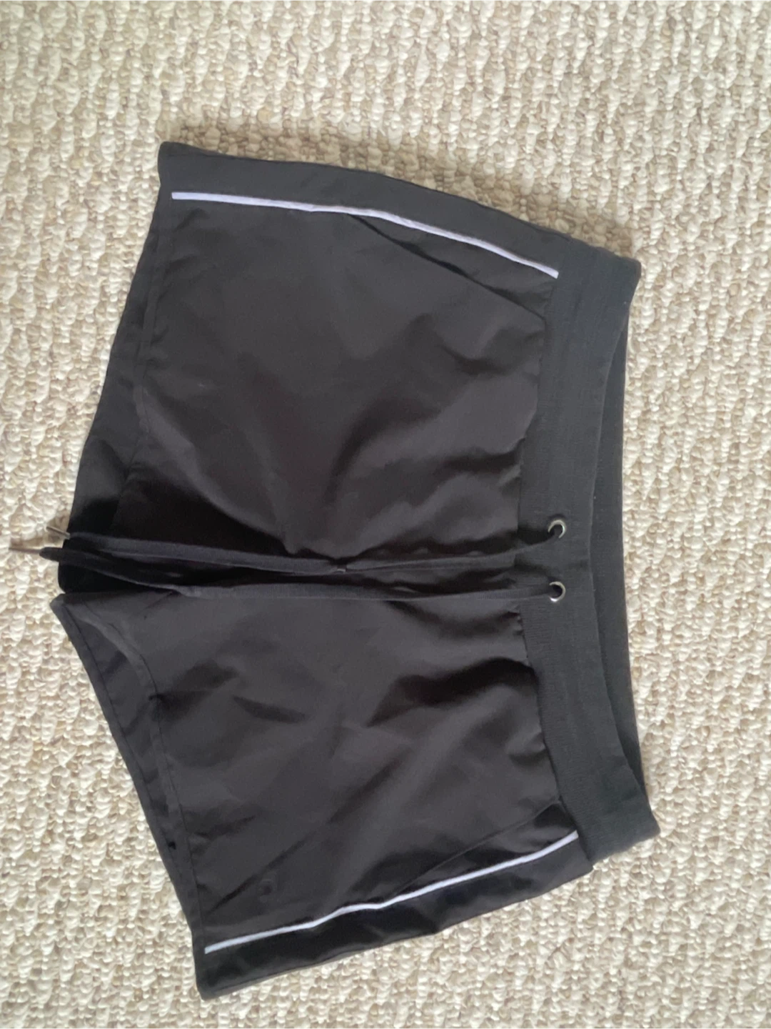 Black Athletic Shorts with White Trim