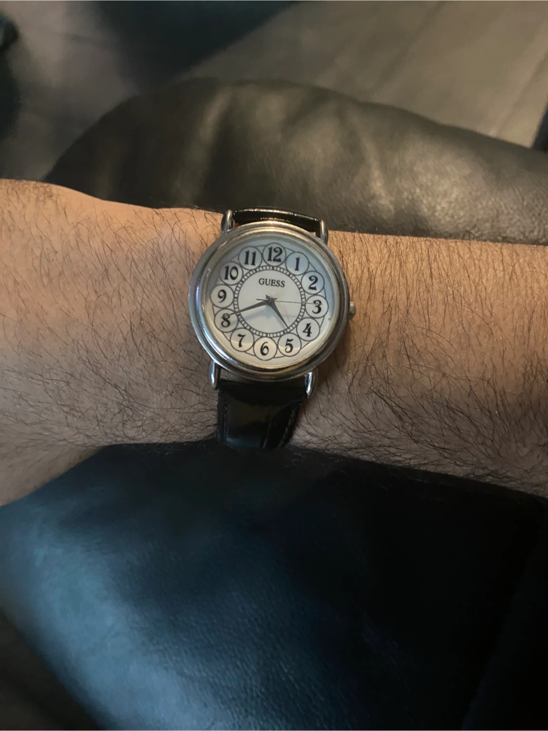 Guess Watch with Black Leather Band