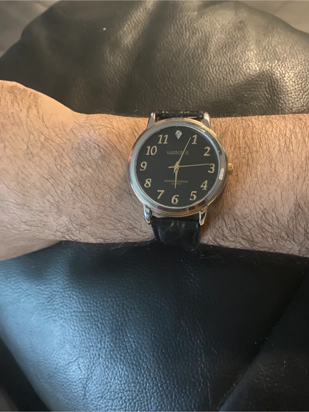 Watch-It Analog Watch with Black Leather Strap