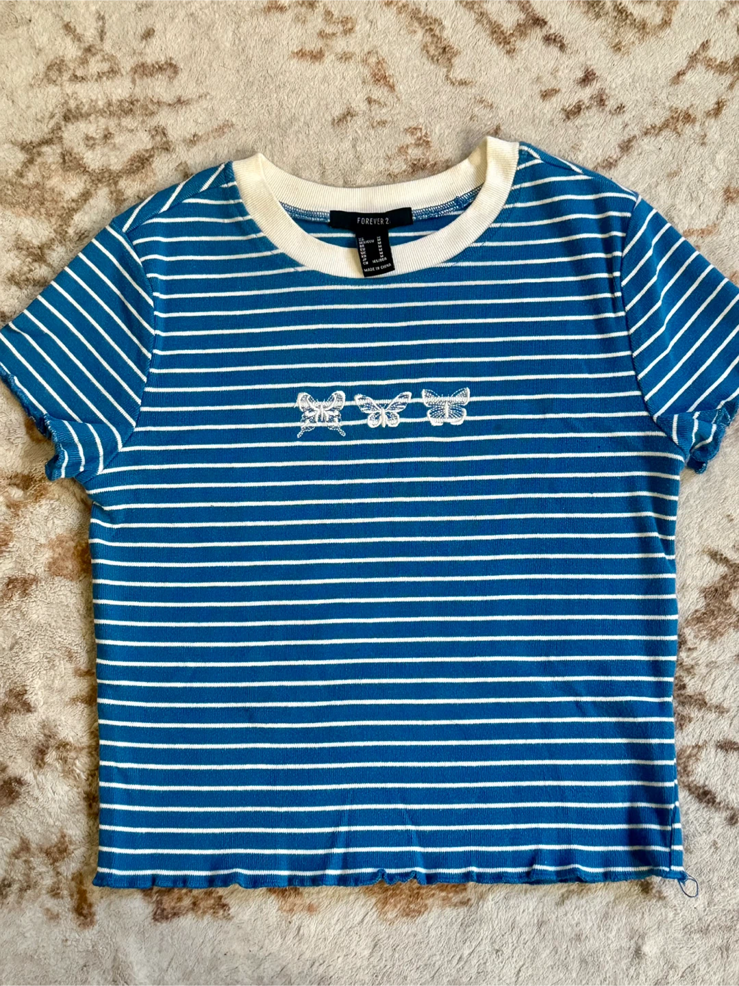 Forever 21 Blue Striped Butterfly Crop Top - Size M - photo 2