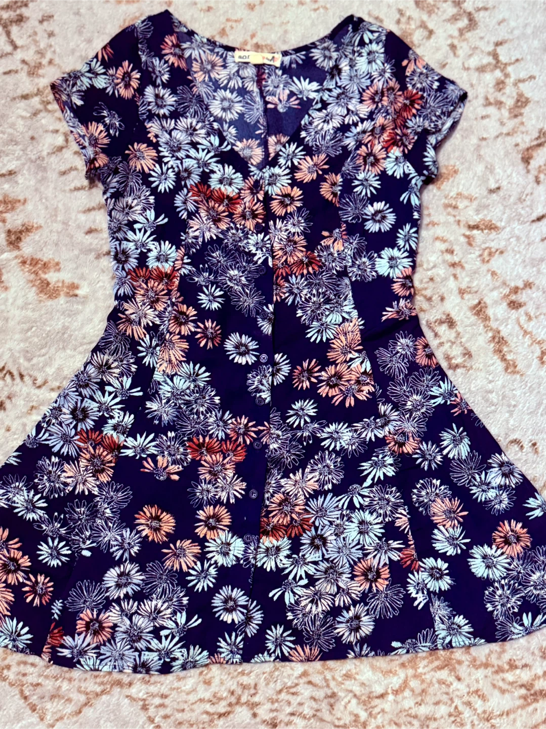 Floral Print Mini Dress - Size S