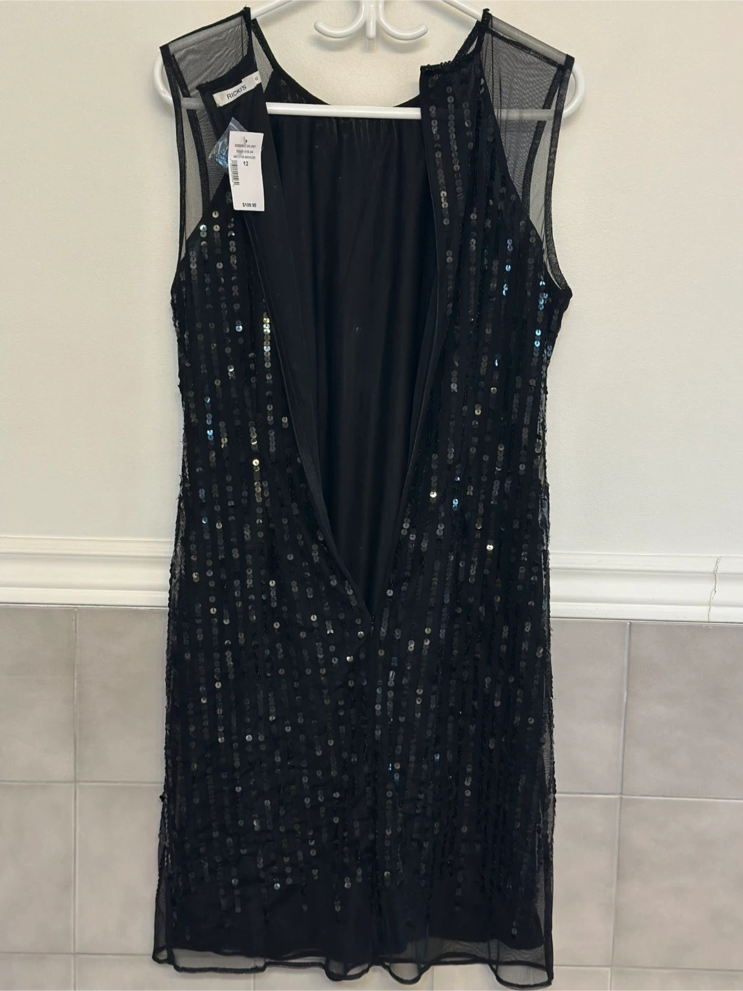 Black Sequin Sleeveless Dress Size 12 - photo 4