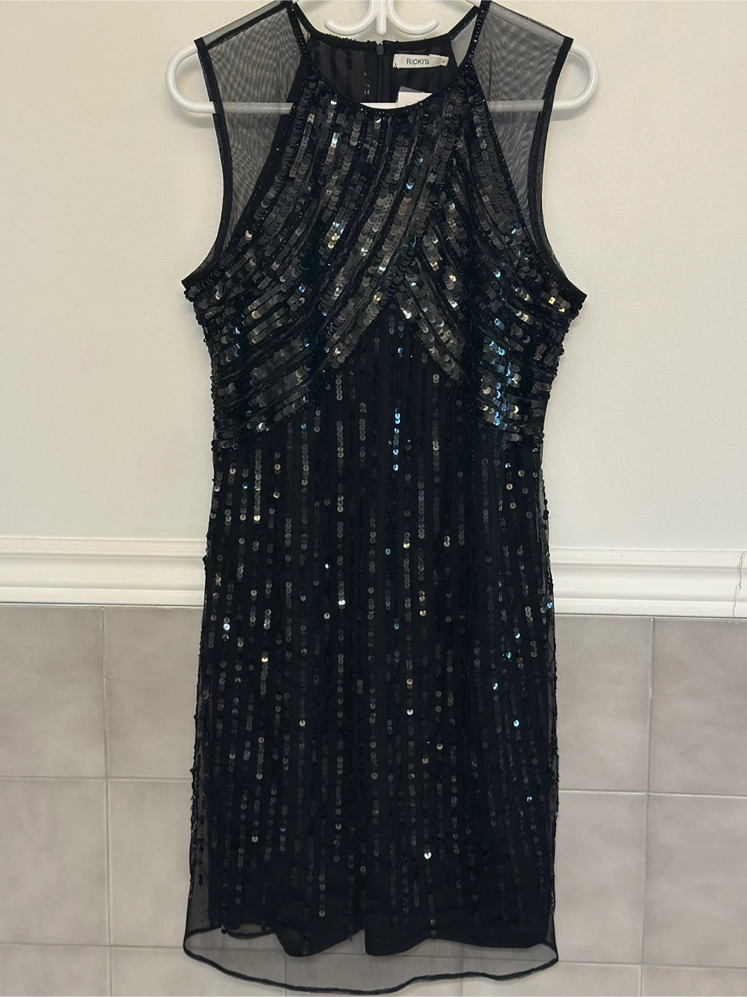 Black Sequin Sleeveless Dress Size 12 - photo 3