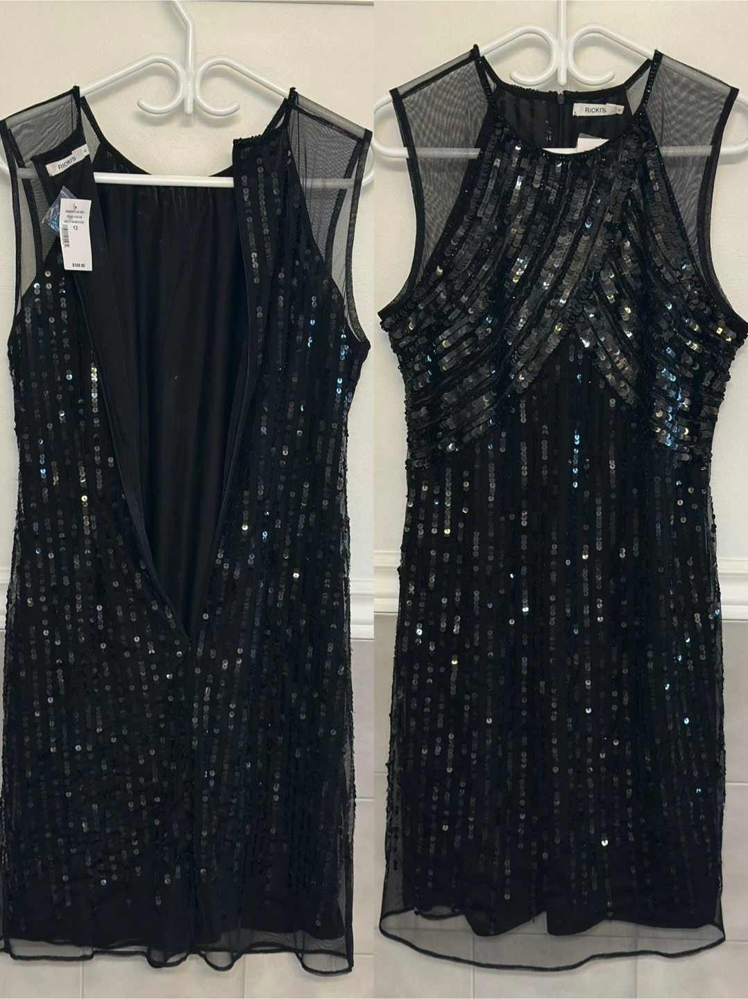Black Sequin Sleeveless Dress Size 12