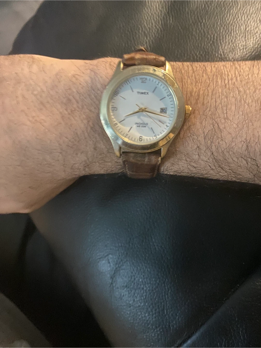 Timex Indiglo Quartz Watch with Leather Strap