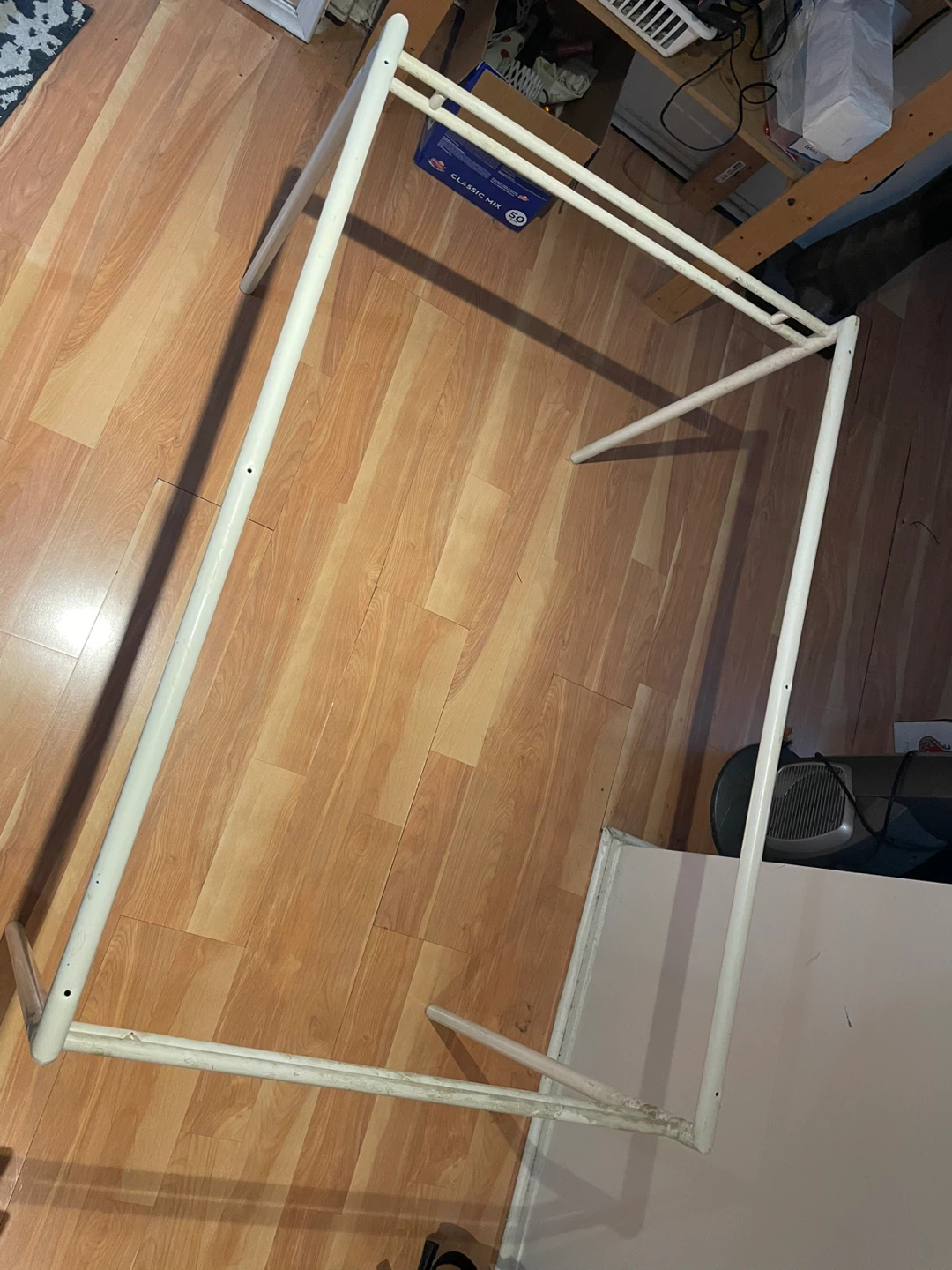 Frosted Glass Top Table with White Metal Frame $35 OR BEST OFFER - photo 3