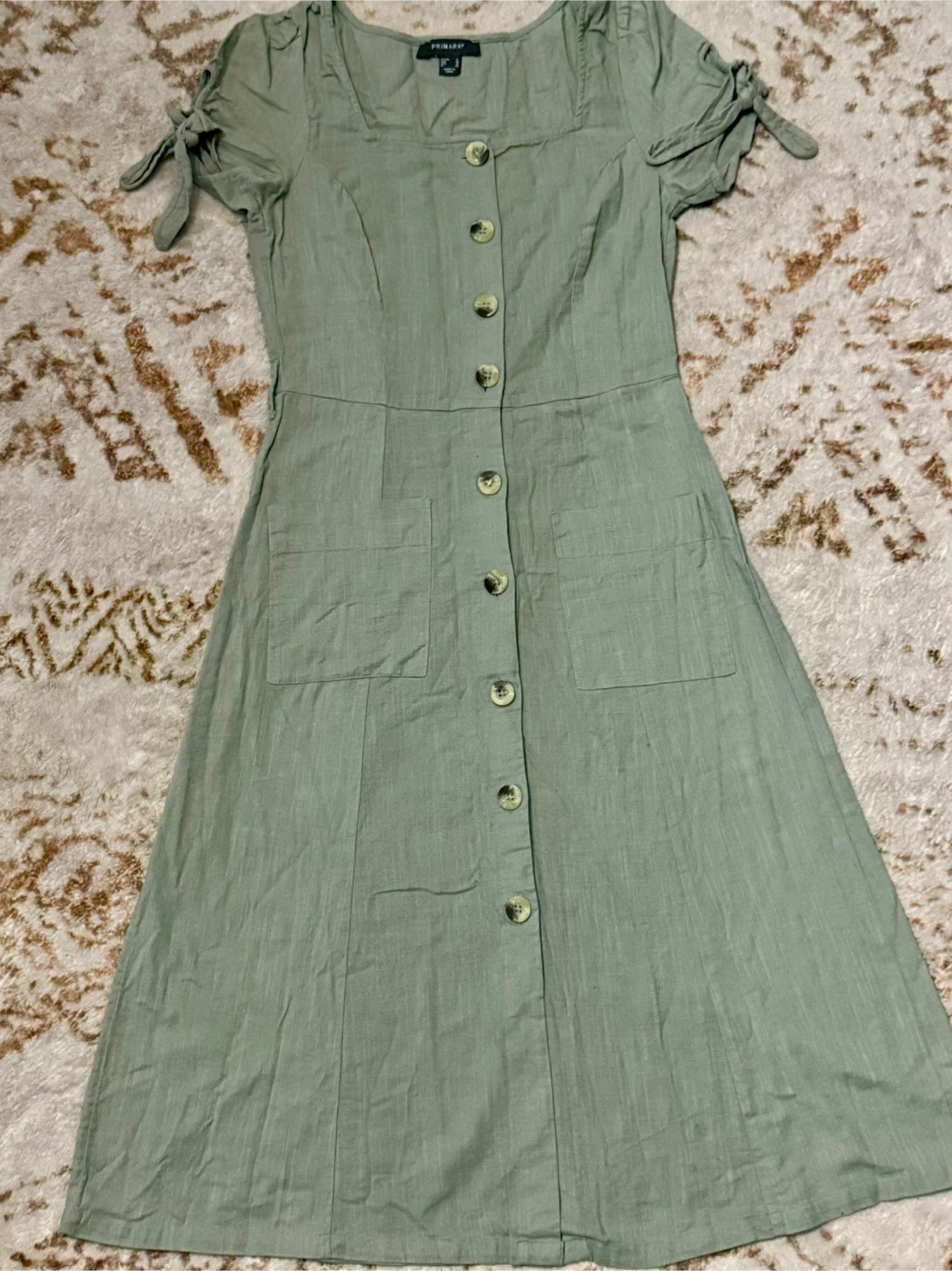 Button Midi Dress Sage Green - Size 4