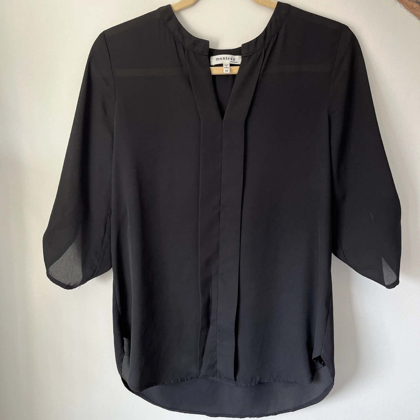 Monteau Black V-Neck Blouse - Size M - photo 5