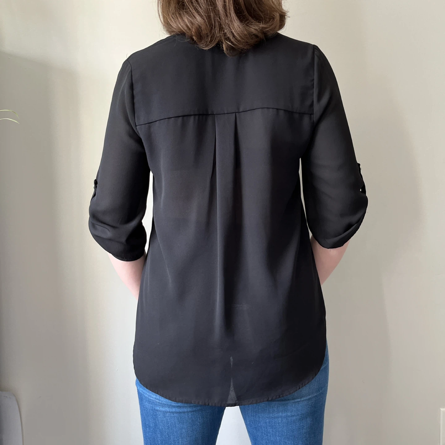 Monteau Black V-Neck Blouse - Size M - photo 4