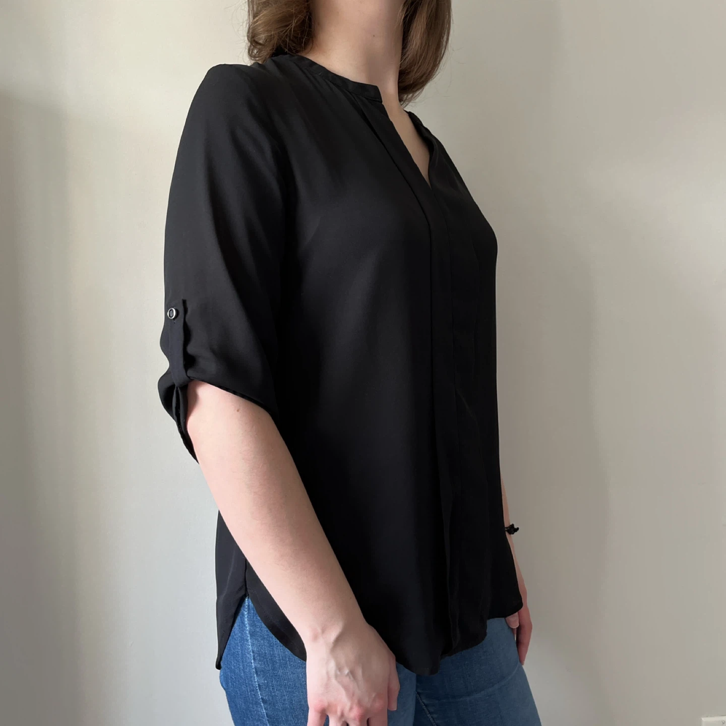 Monteau Black V-Neck Blouse - Size M - photo 2