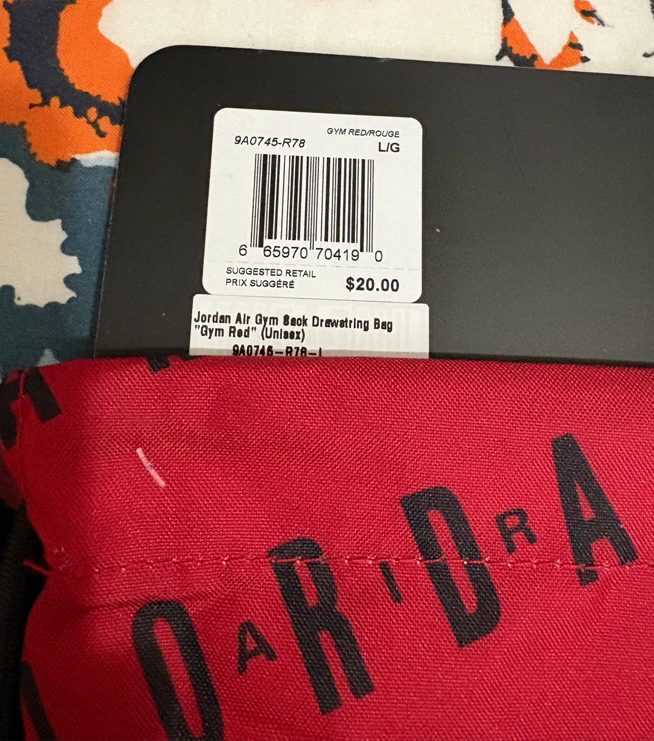 Jordan Air Gym Sack Drawstring Bag "Gym Red" - photo 3