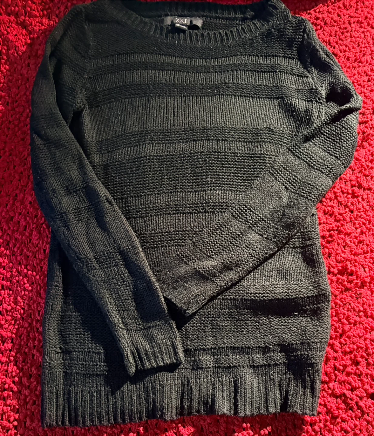 XXI Black Striped Knit Sweater Size S/P - photo 2