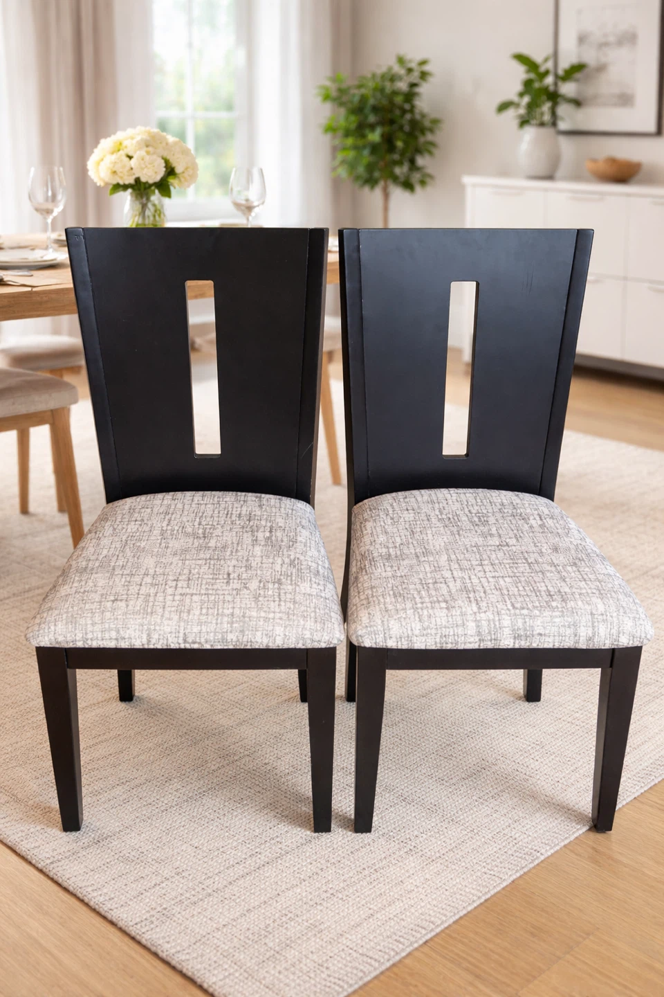 Brand New Set of 2 Modern Wood Dining Chairs (Open Box)