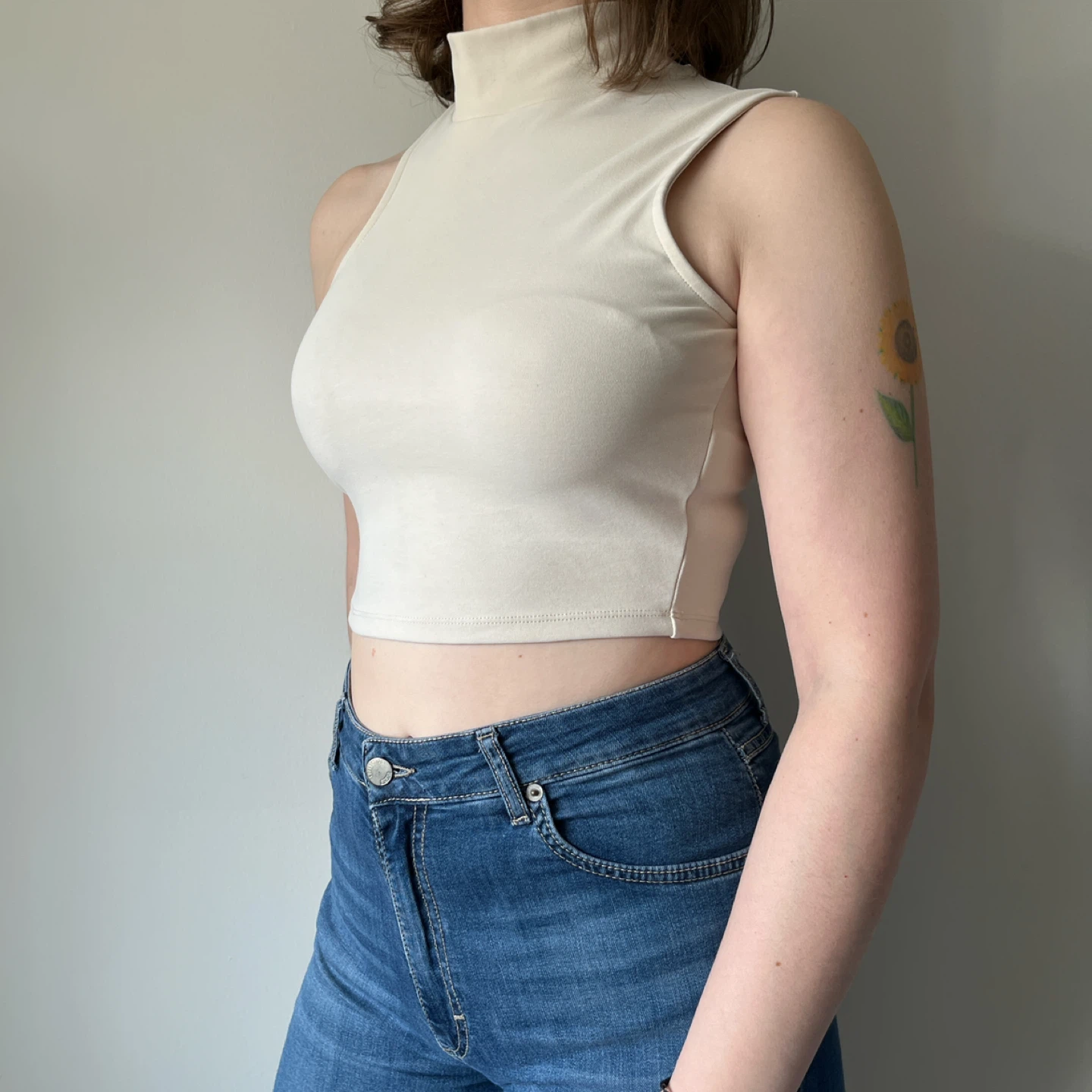 Oak + Fort Cream Crop Top, Size M - photo 2