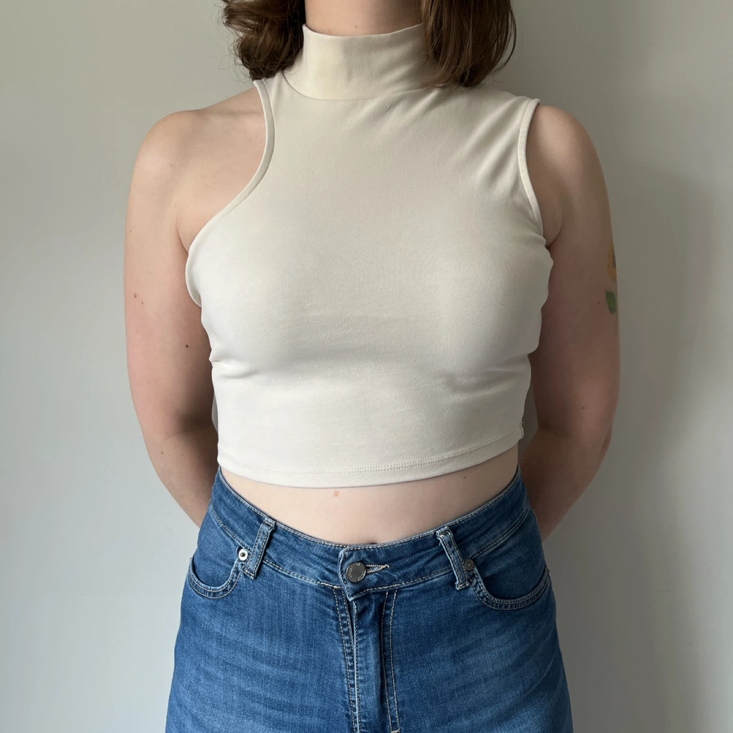 Oak + Fort Cream Crop Top, Size M - photo 3