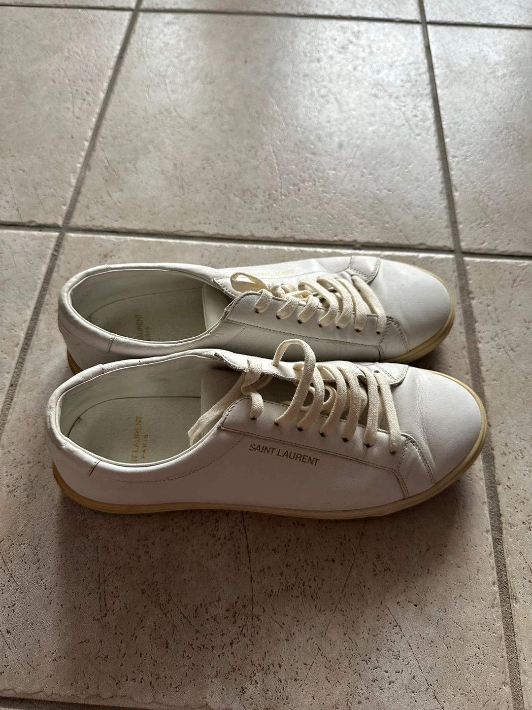 Saint Laurent Paris White Leather Sneakers
