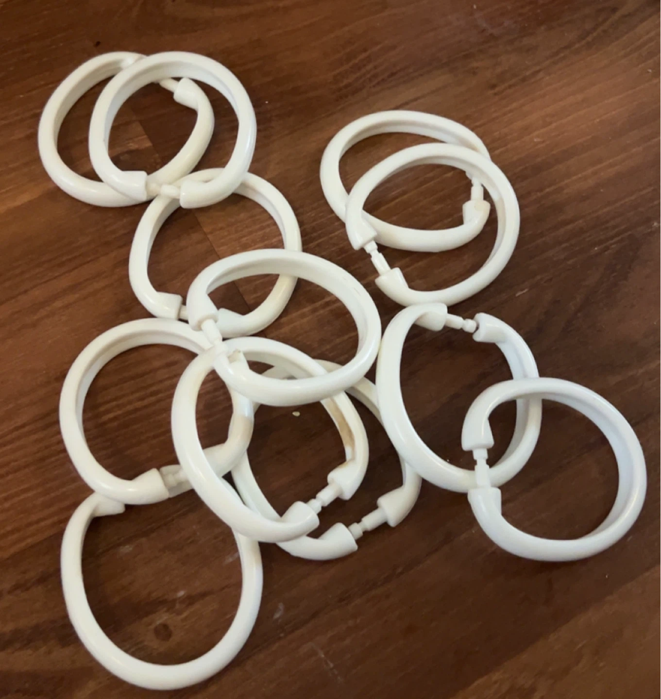 White Plastic Curtain Rings (Set of 10) for $3
