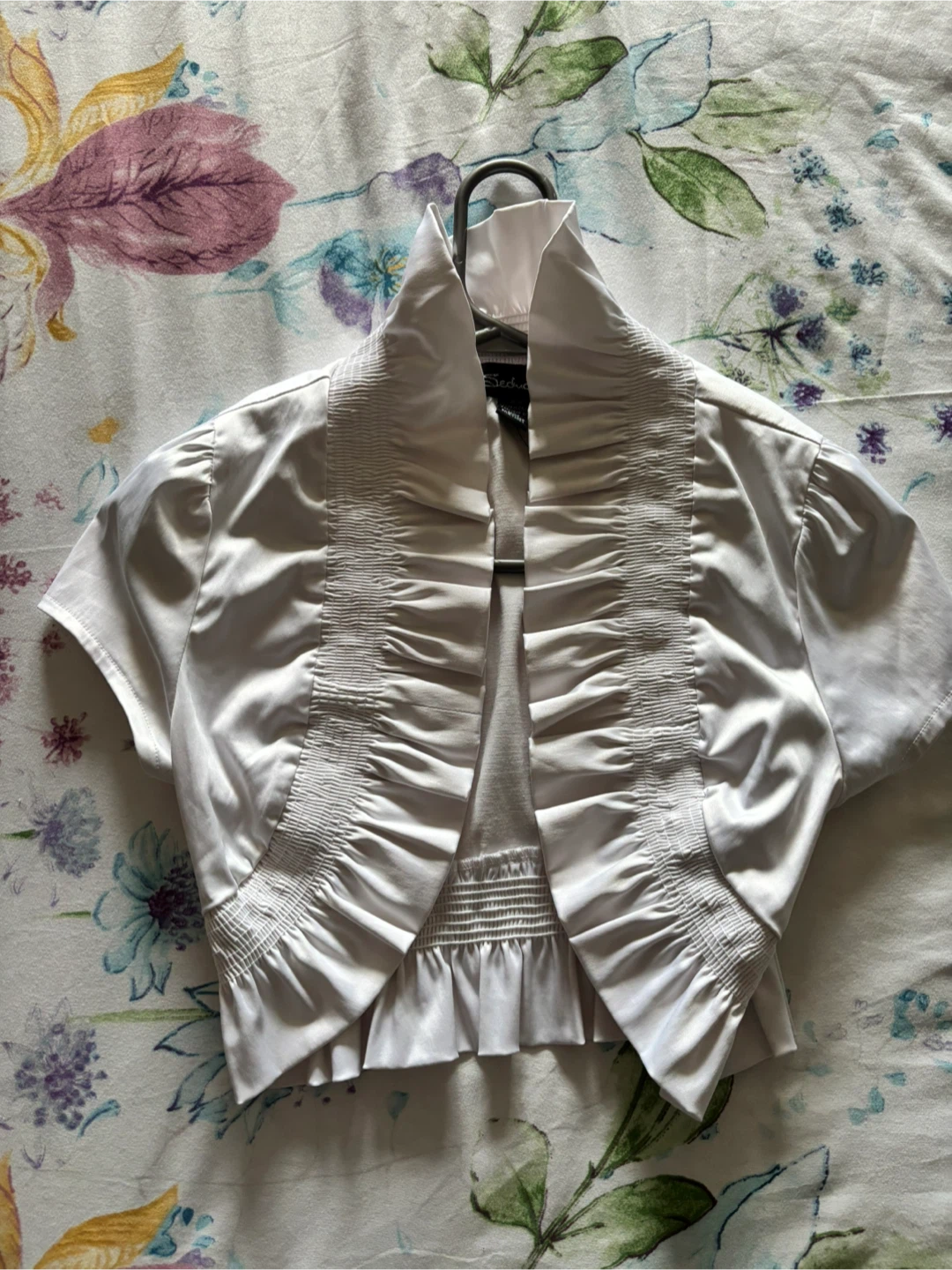 White Ruched Bolero Shrug