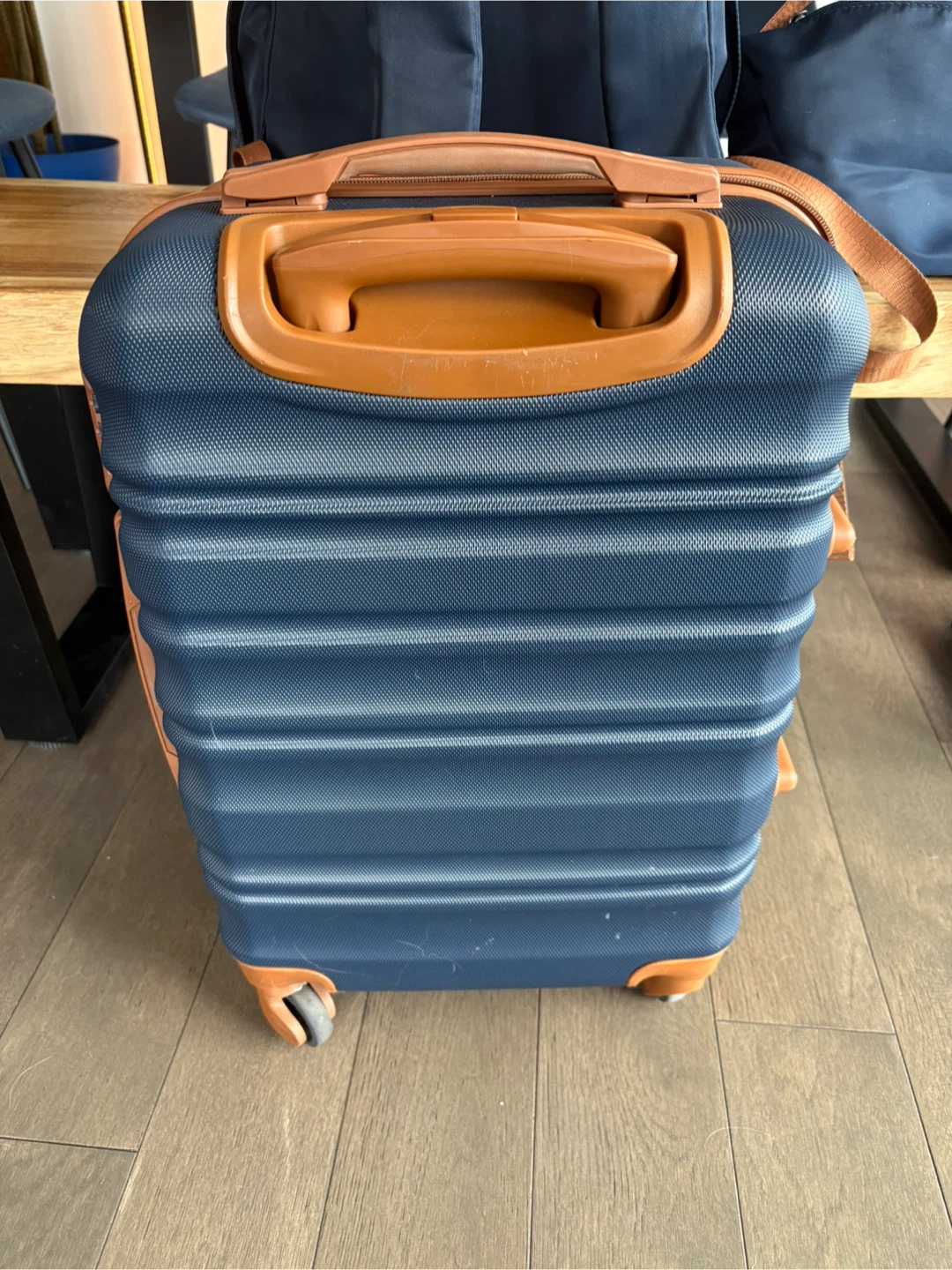 Navy Blue Luggage Set with Brown Accents - photo 3