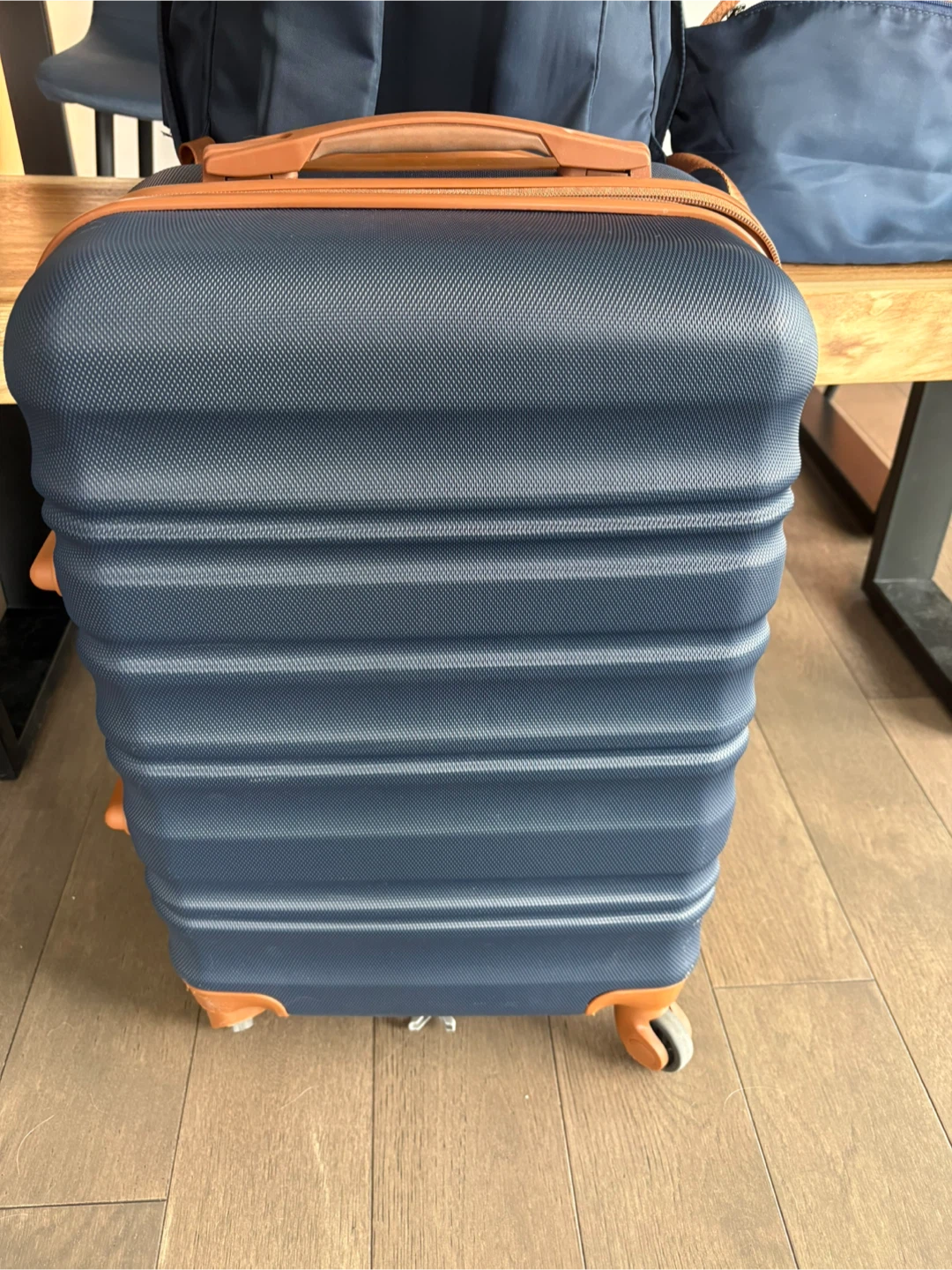Navy Blue Luggage Set with Brown Accents - photo 4