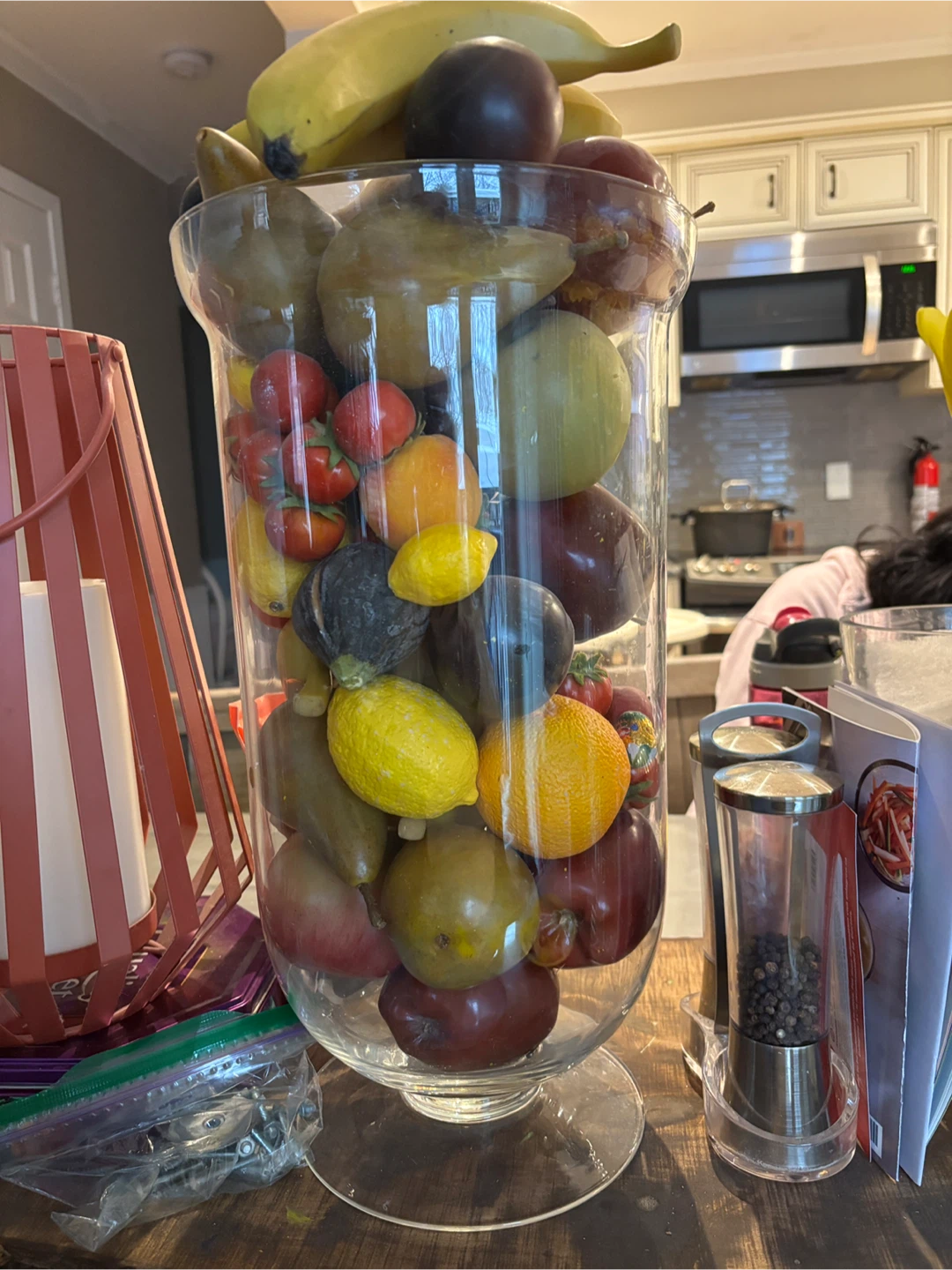 Decorative Faux Fruit in Glass Vase