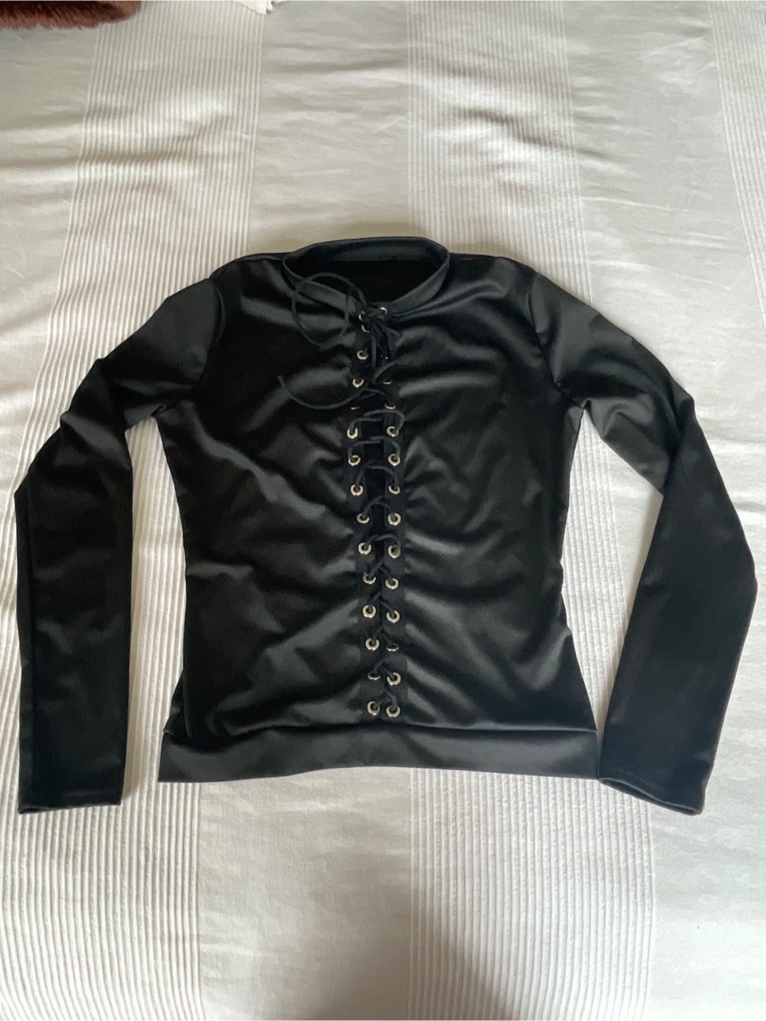Black Lace-Up Long Sleeve Top - photo 2