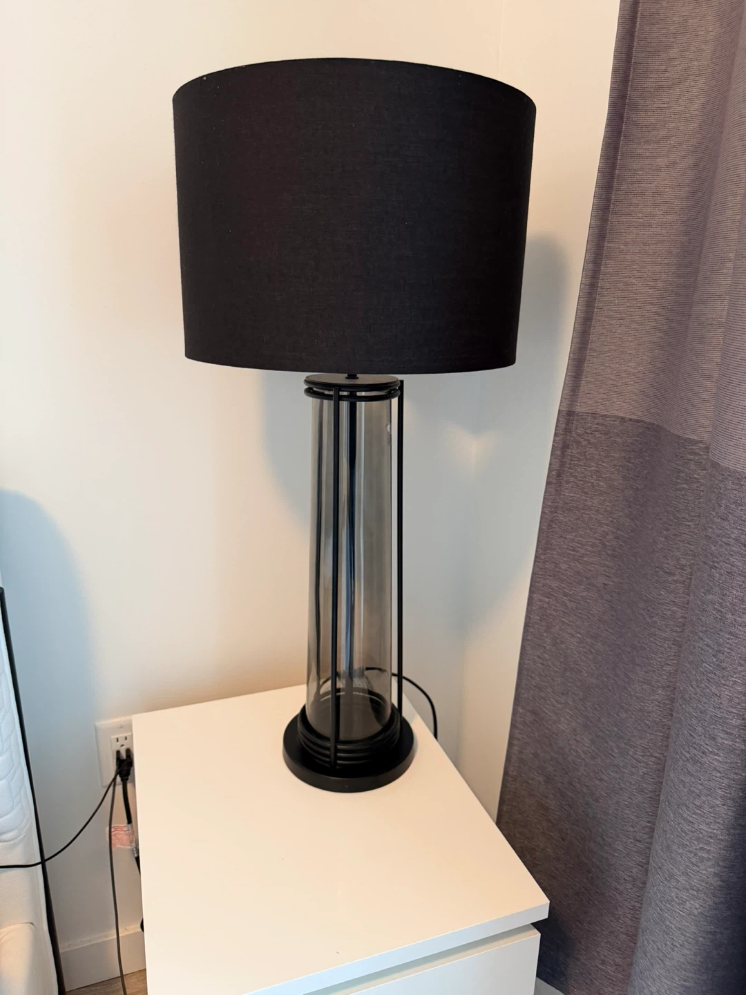 3 x Black Cylinder Table Lamp with Black Shade - photo 4