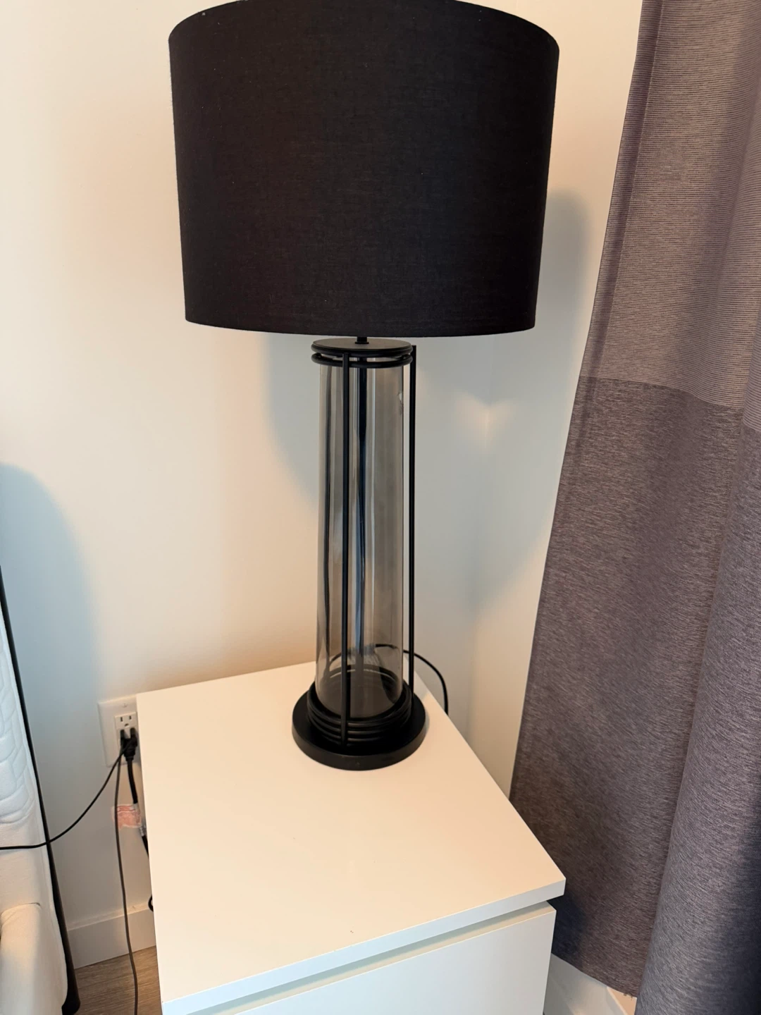 3 x Black Cylinder Table Lamp with Black Shade - photo 5