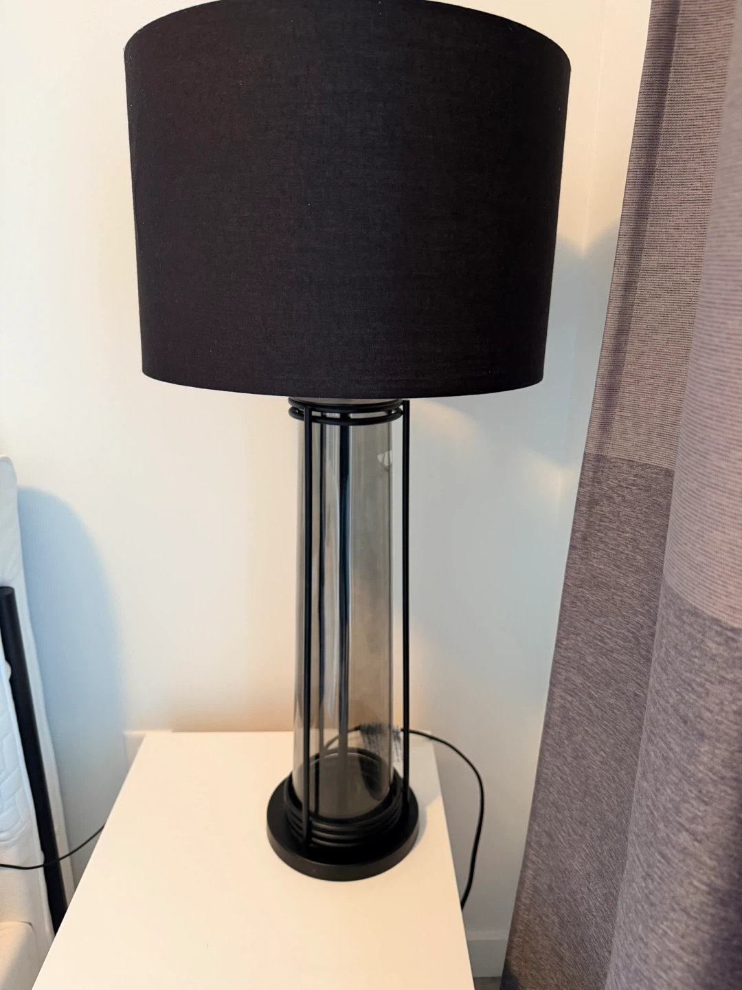 3 x Black Cylinder Table Lamp with Black Shade