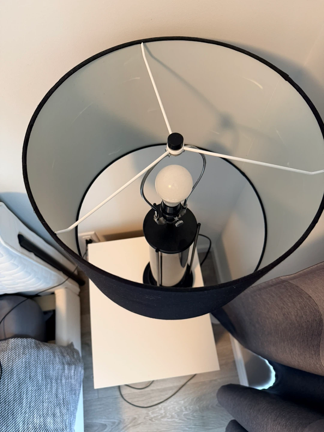 3 x Black Cylinder Table Lamp with Black Shade - photo 2