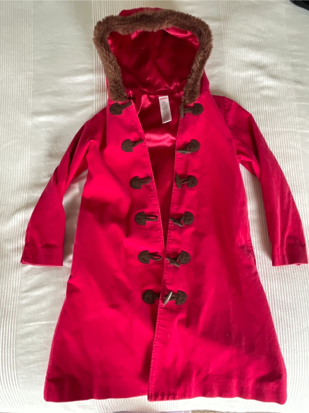 Gymboree Pink Corduroy Toggle Coat with Faux Fur Hood - Size 9