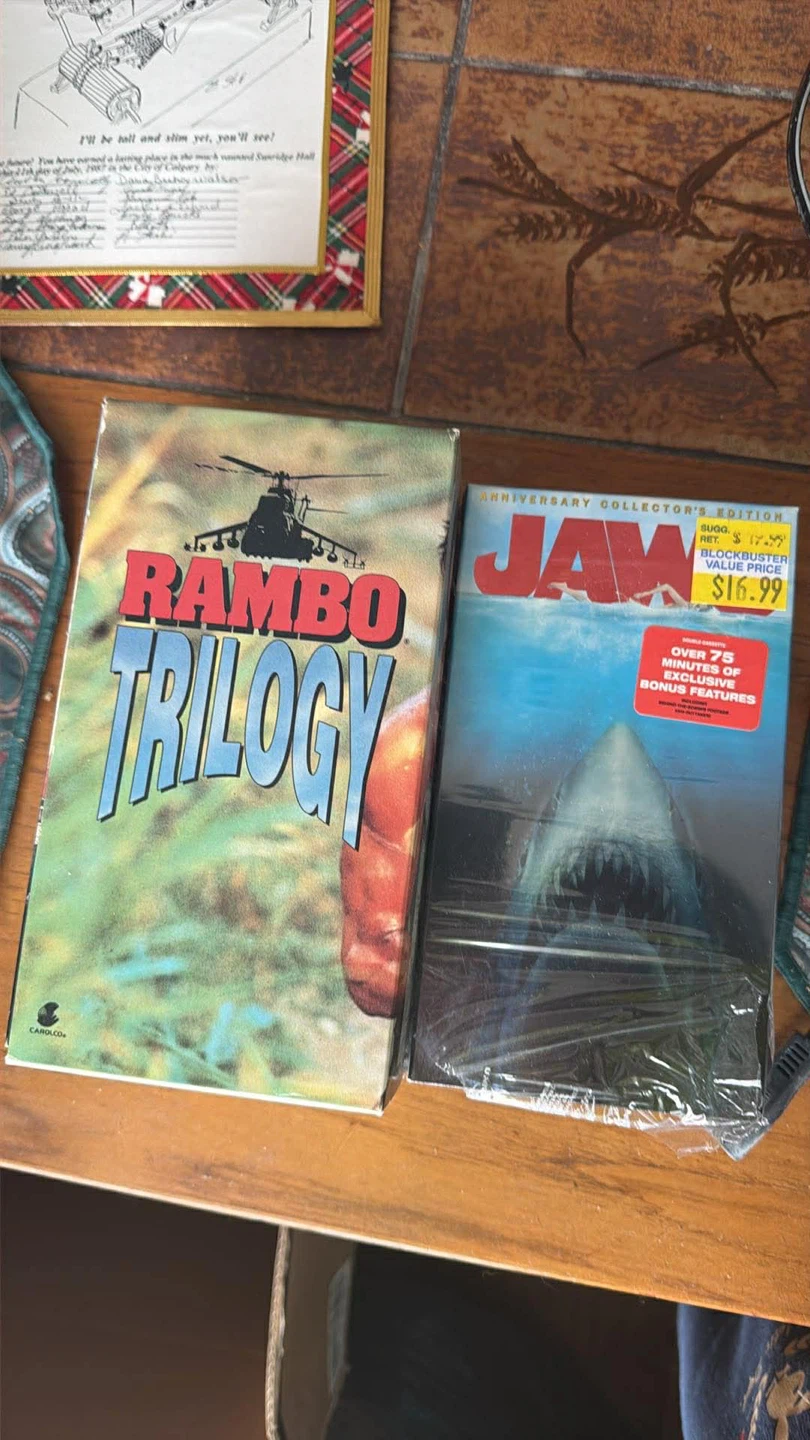 Rambo Trilogy & Jaws Anniversary Collector's Edition VHS Tapes