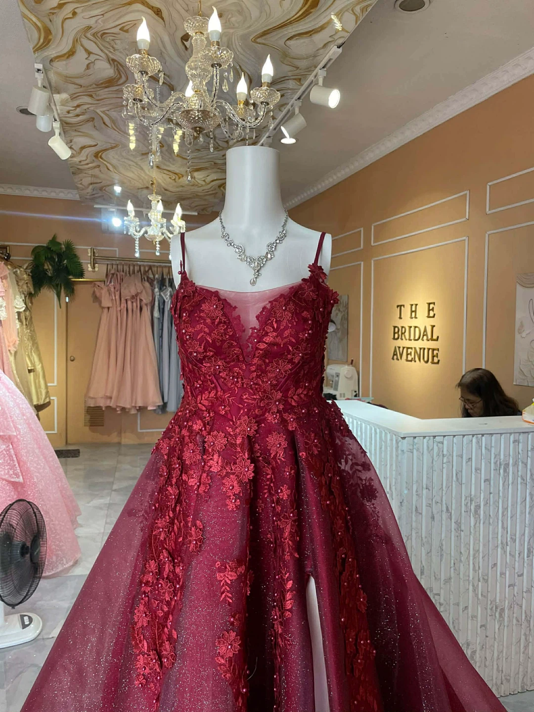 Burgundy Sparkle Ball Gown - photo 3
