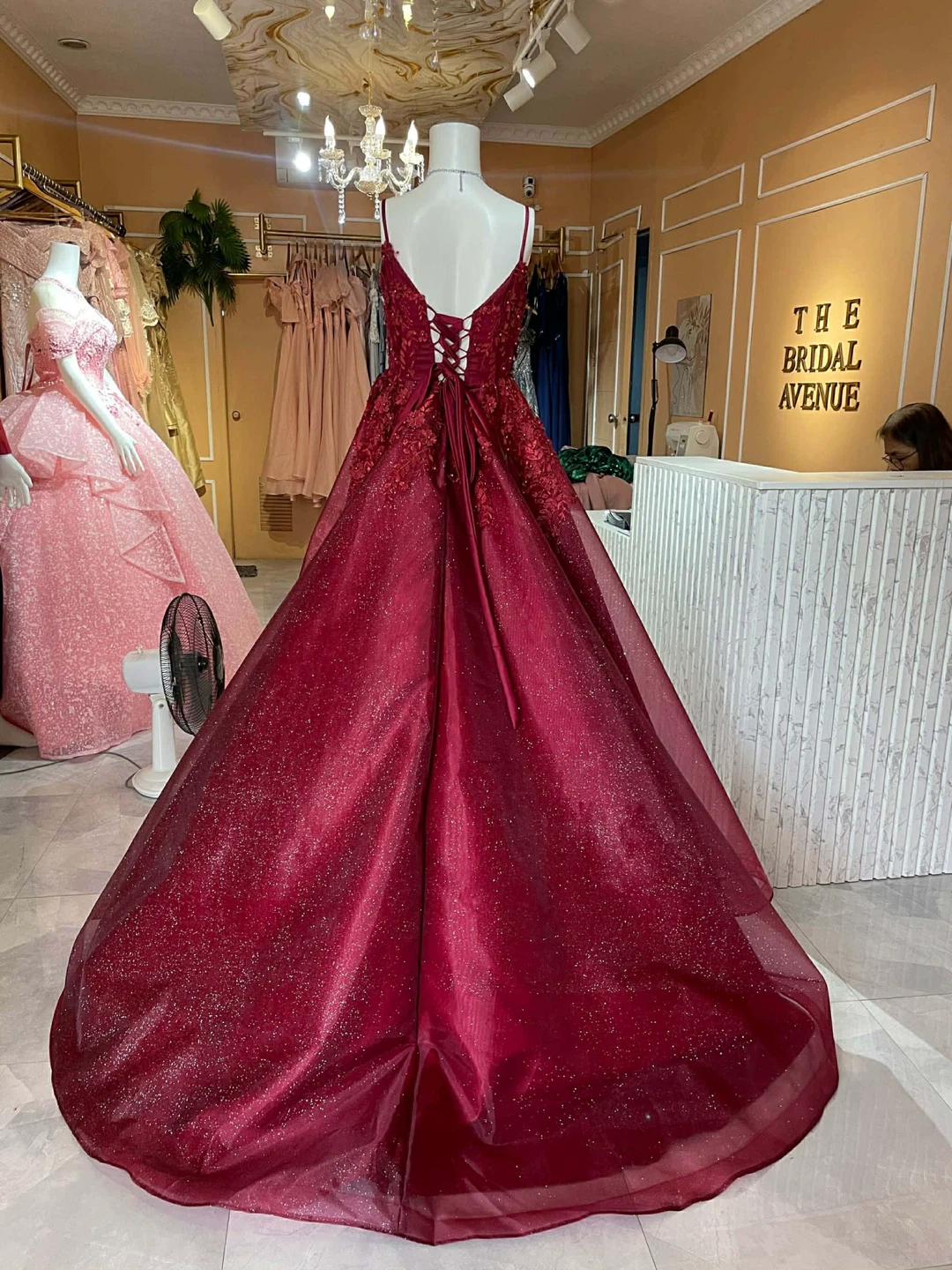 Burgundy Sparkle Ball Gown - photo 2