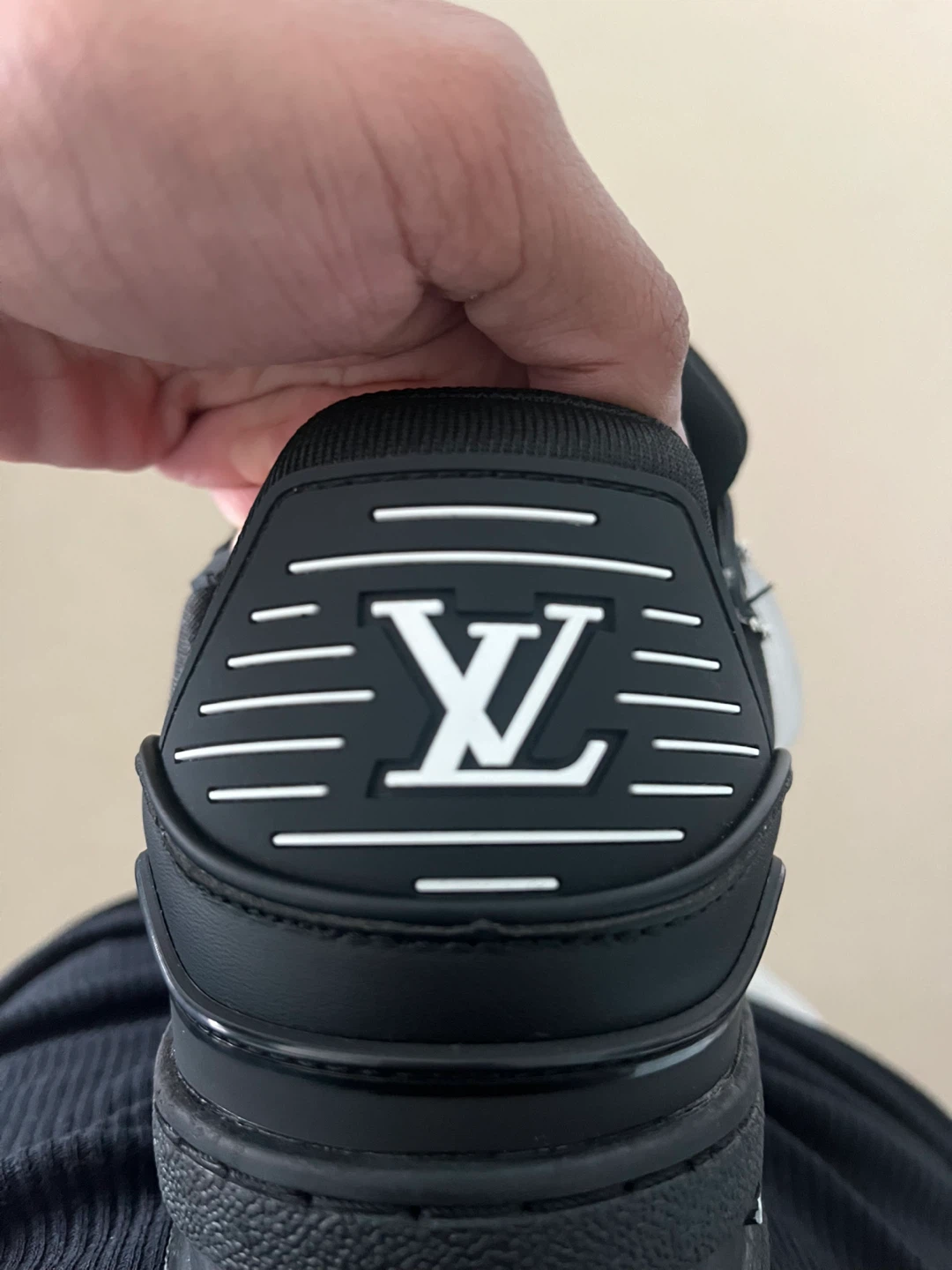 Louis Vuitton Black Leather Monogram Sneakers - Size 9 - photo 5