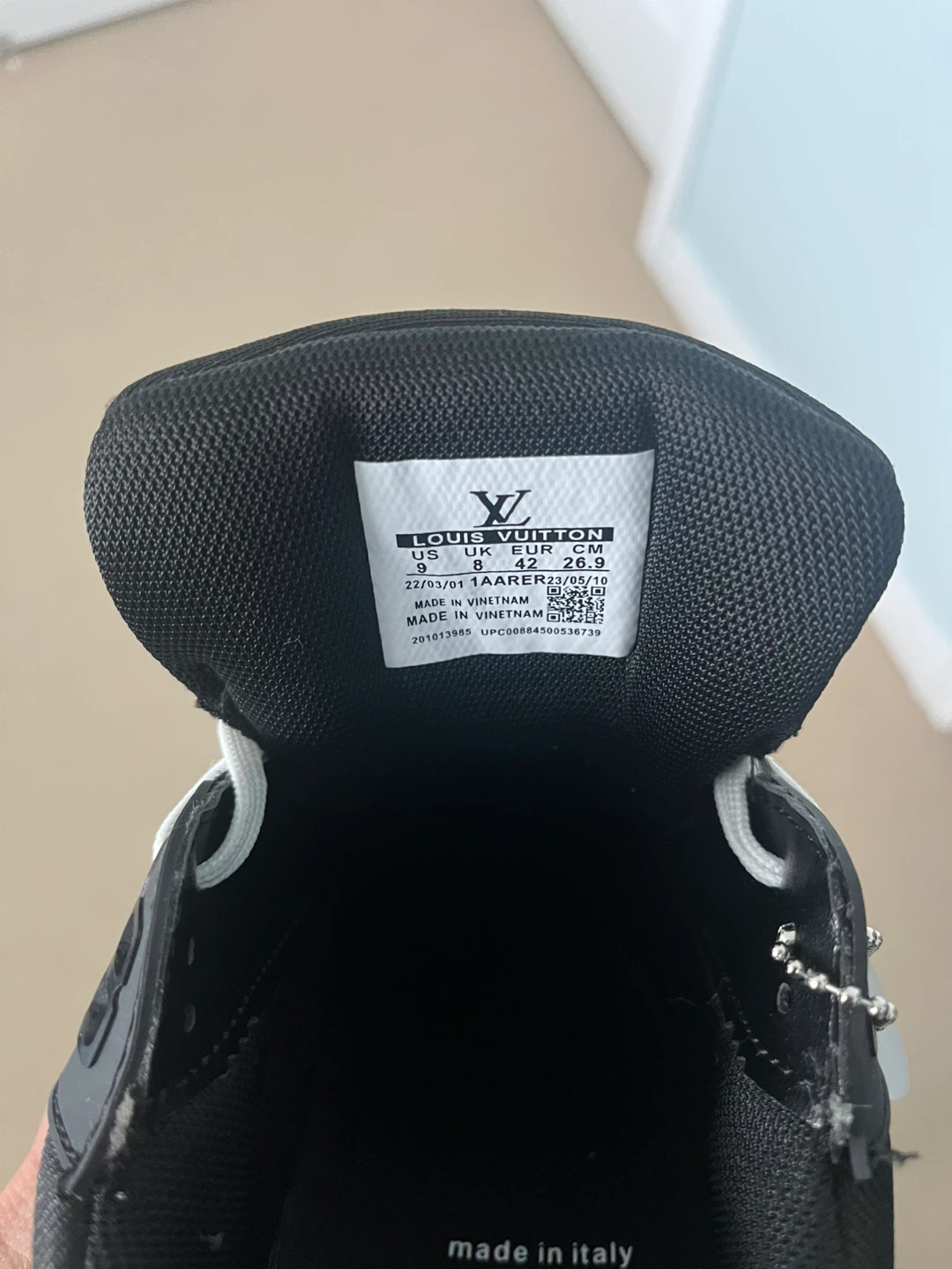 Louis Vuitton Black Leather Monogram Sneakers - Size 9 - photo 3
