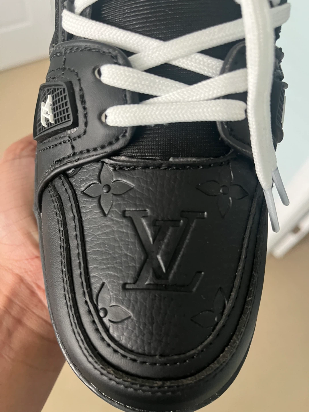 Louis Vuitton Black Leather Monogram Sneakers - Size 9 - photo 4