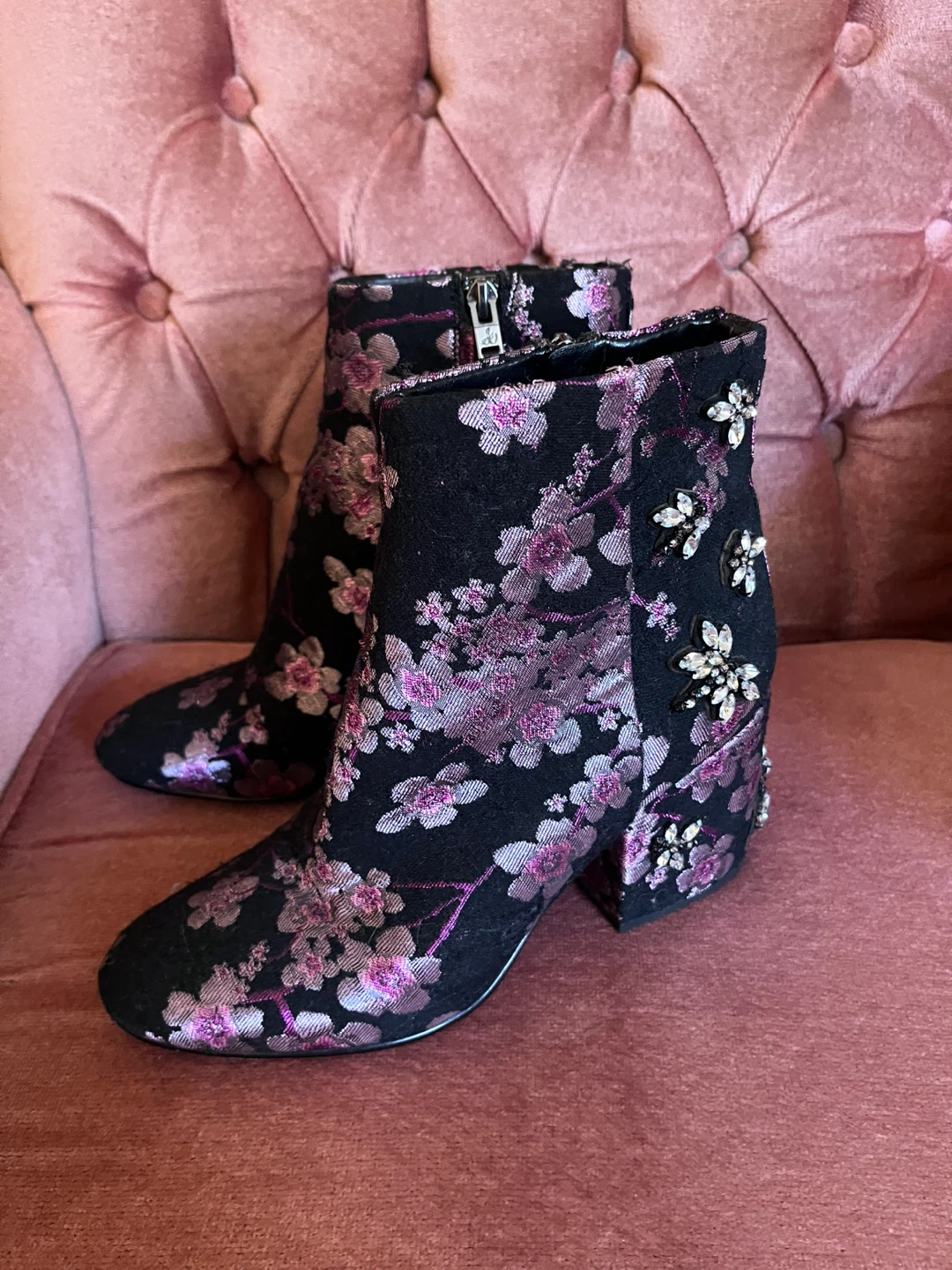 Sam Edelman Floral Embroidered Heeled Boots - photo 2