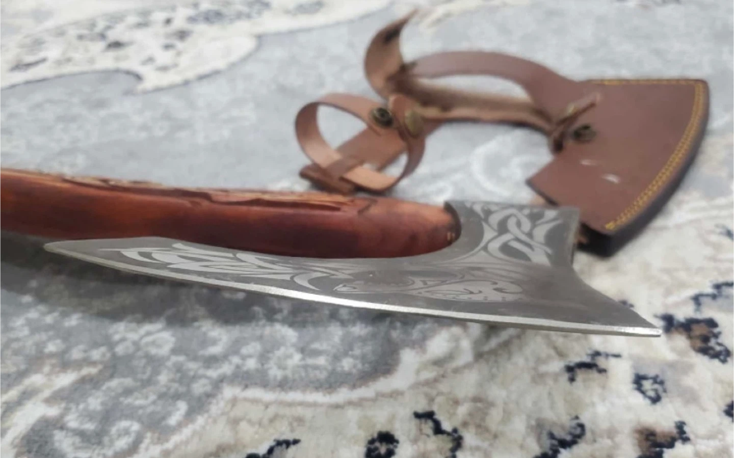 Handcrafted Viking Style Axe with Leather Sheath - photo 5