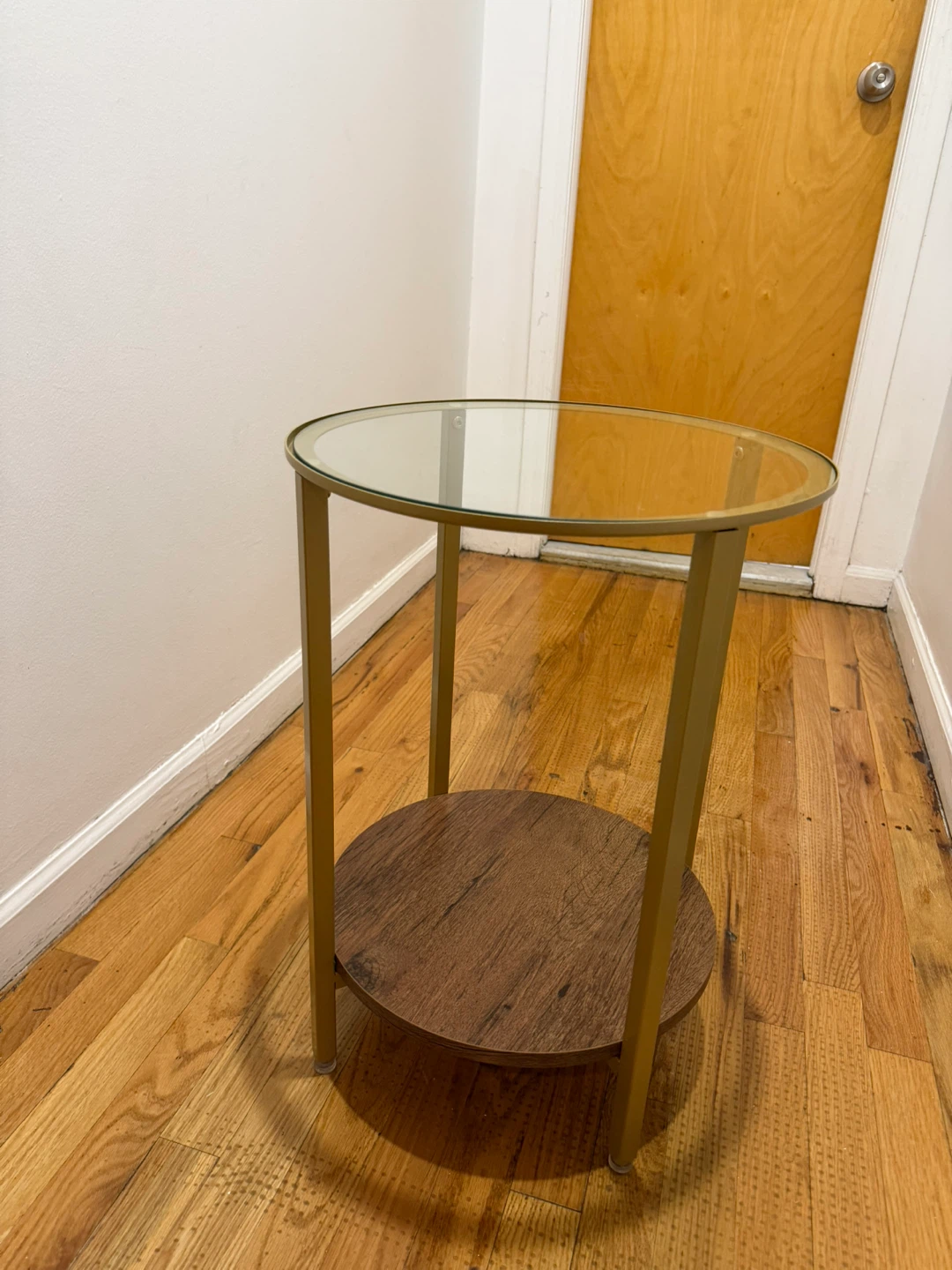 Round End Table with Glass Top