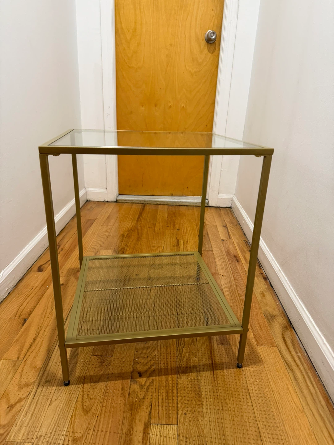 Gold Metal End Table with Glass Top - photo 2