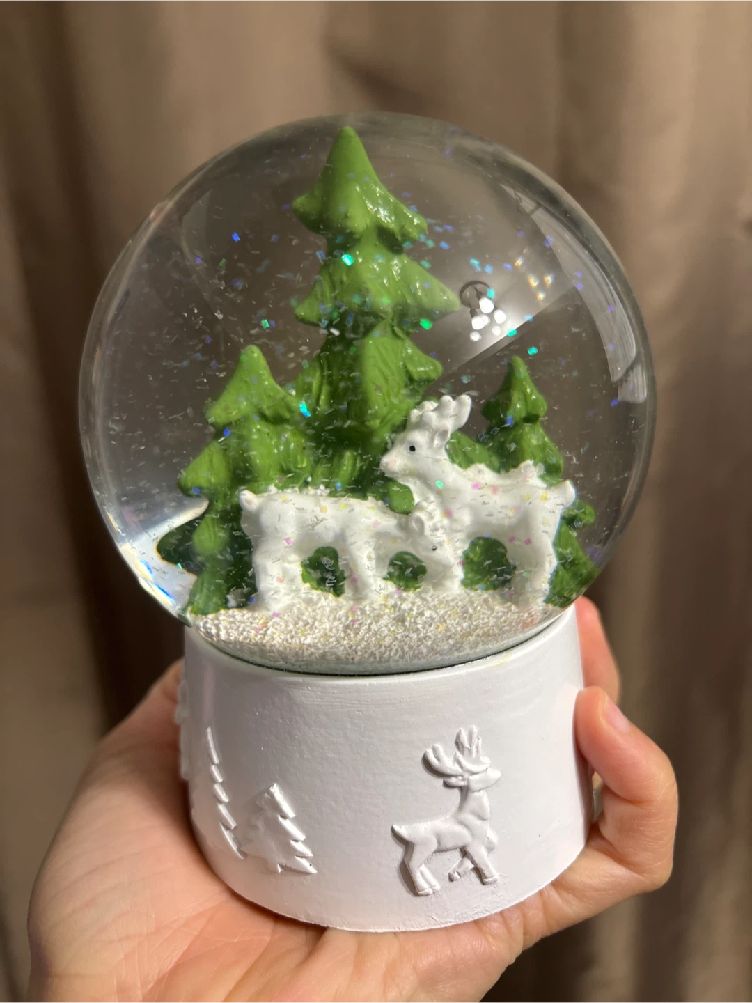 Christmas Snow Globe with Trees and Reindeer - photo 2