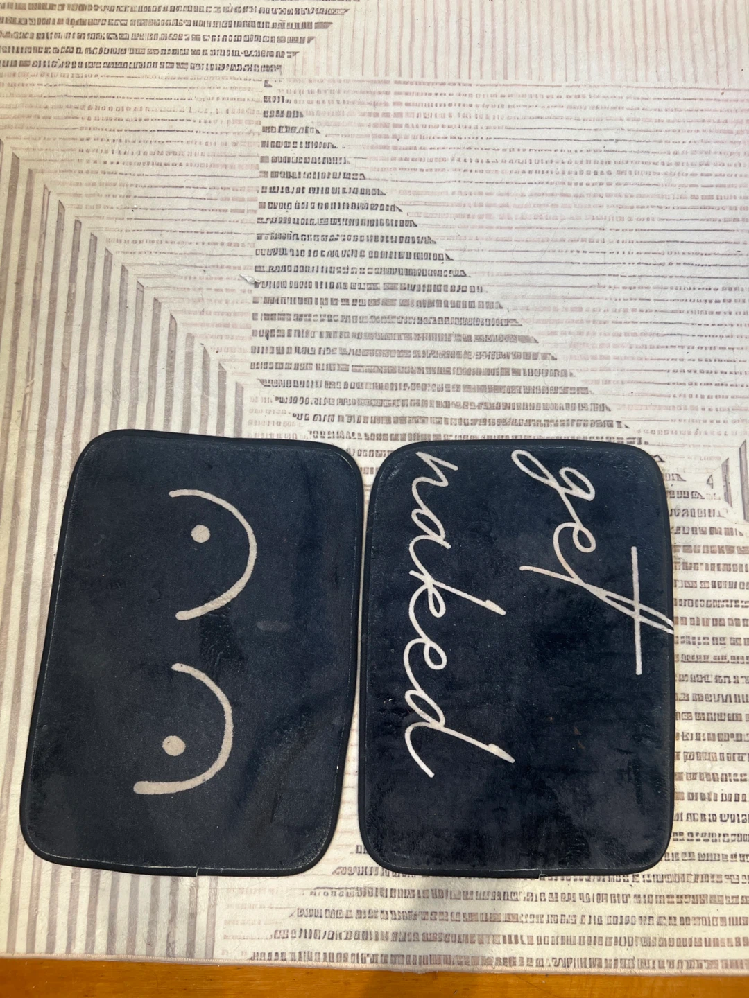 Set of 2 Bath Mats - Get Naked & Boob Design #freecycle