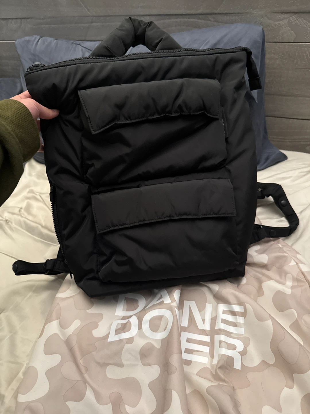 Black Nylon Puffer Tote Bag