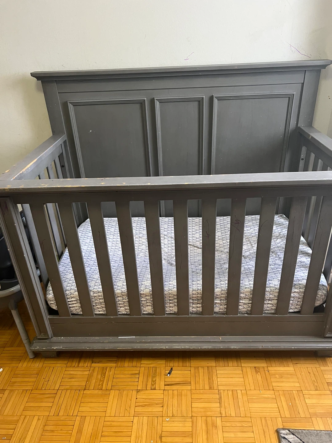Dark Grey Wooden Crib