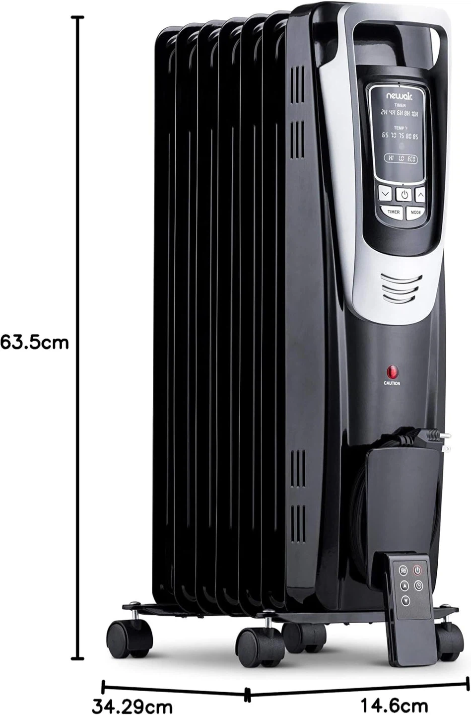 Electric Oil-Filled Radiator Heater  Black