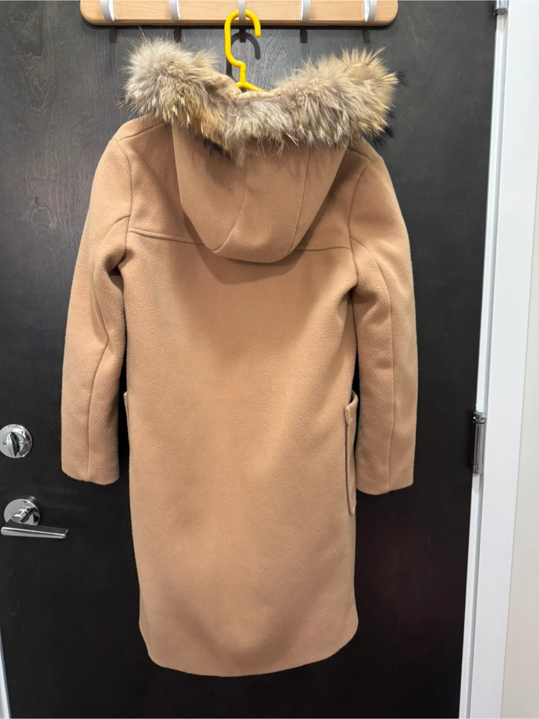 Camel Duffle Coat with Fur Hood - photo 2