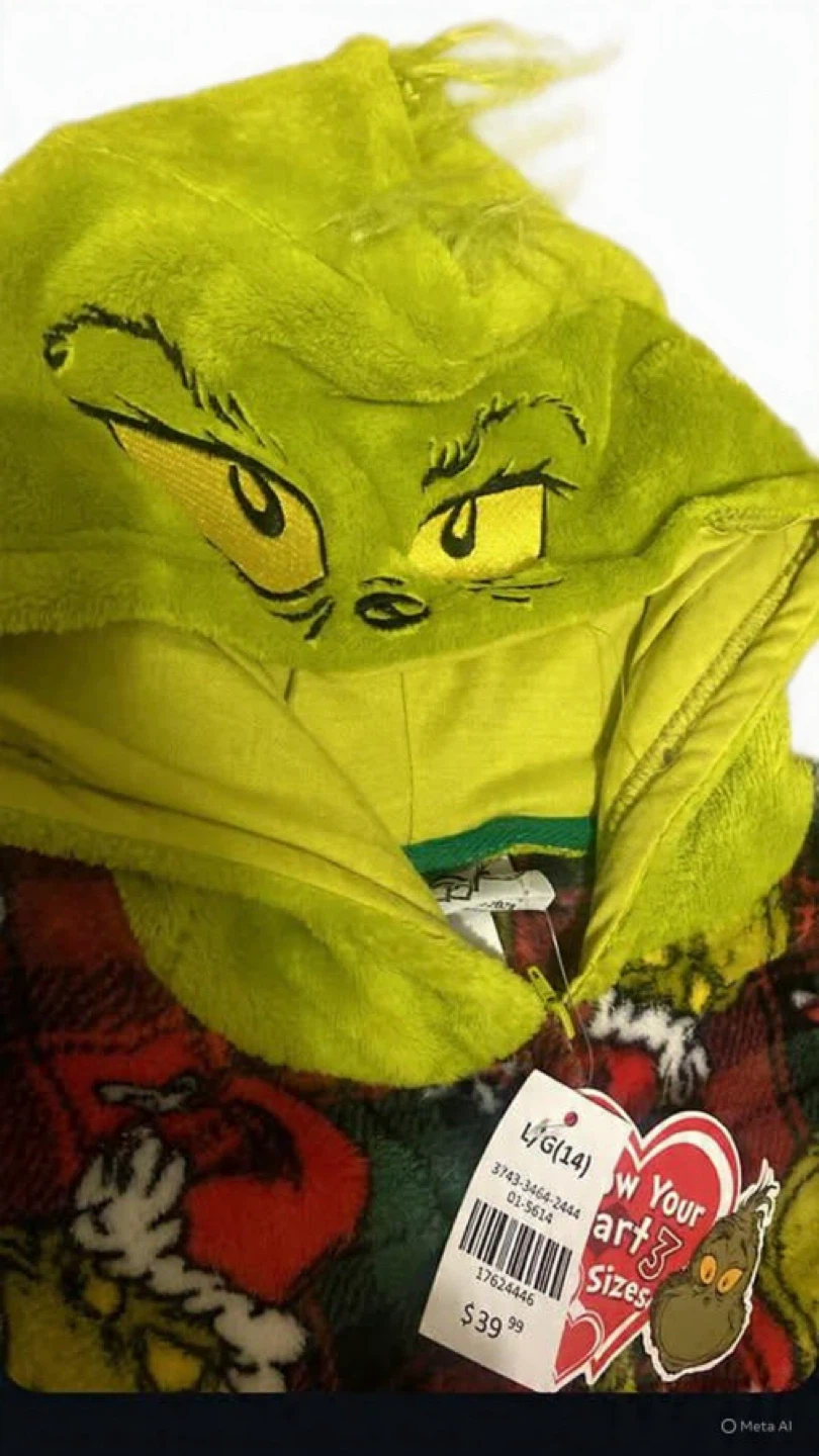 The Grinch Plaid Fleece Hooded Onesie Pajamas - photo 3